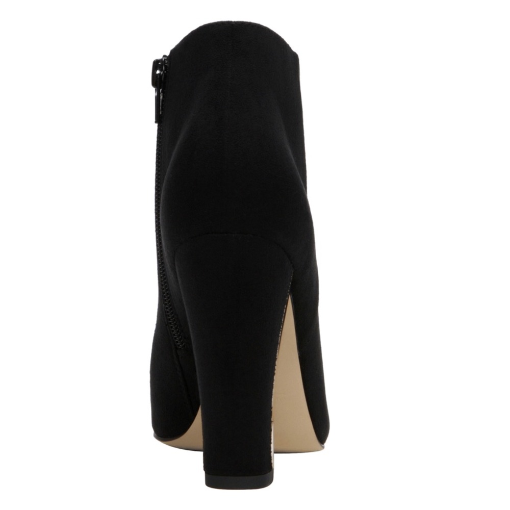 Black Fabric Block Heel Round Toe Ankle Bootie - Picture 4 of 5